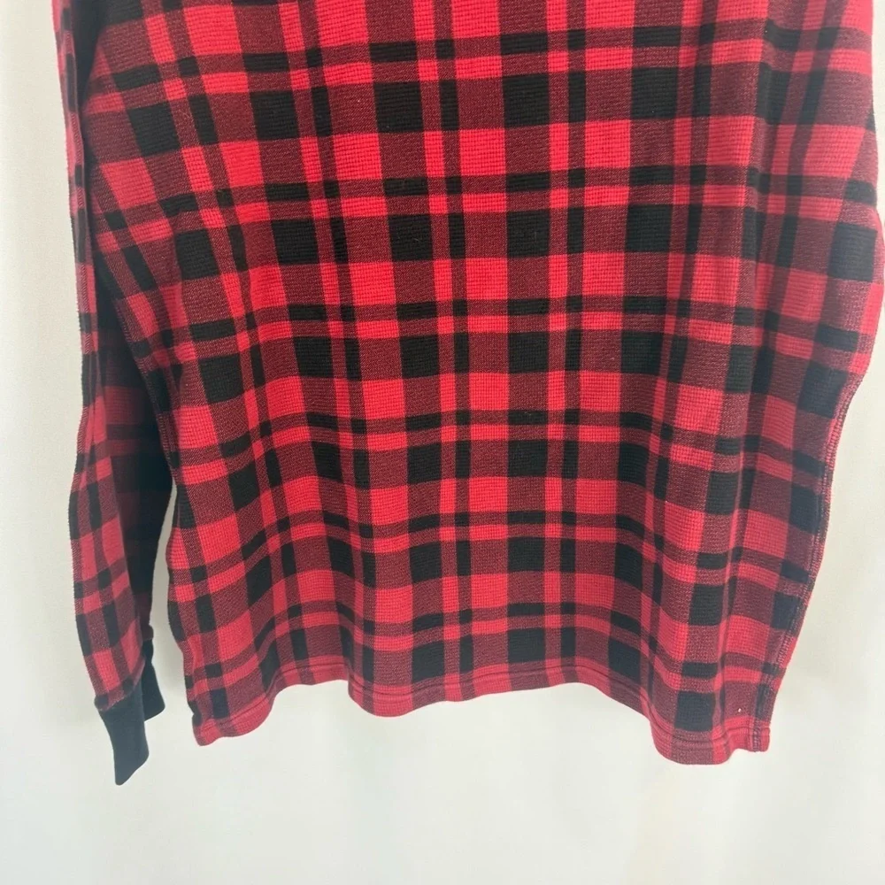 Polo Ralph Lauren Mens Red Buffalo Plaid Waffle Knit Thermal T Shirt Pullover